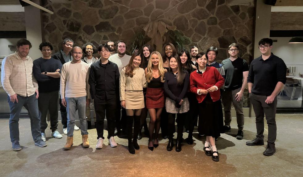 The Finnovate team poses for a photo in an old historical building during their holiday 2024 party